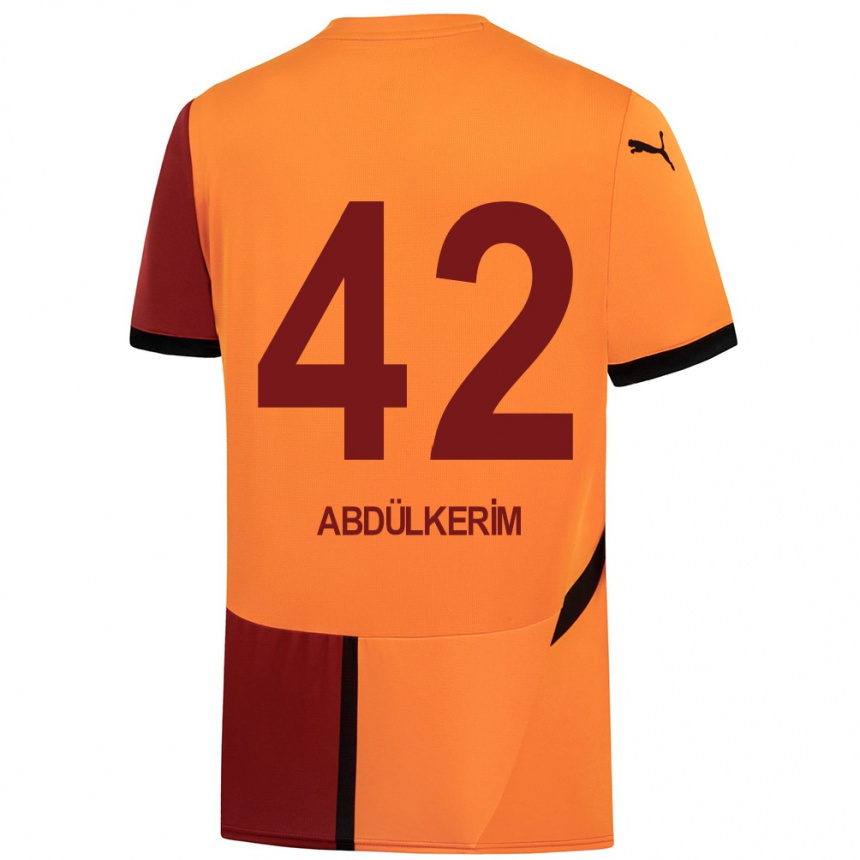 Kinder Fußball Abdülkerim Bardakcı #42 Gelb Rot Heimtrikot Trikot 2024/25 T-Shirt Luxemburg