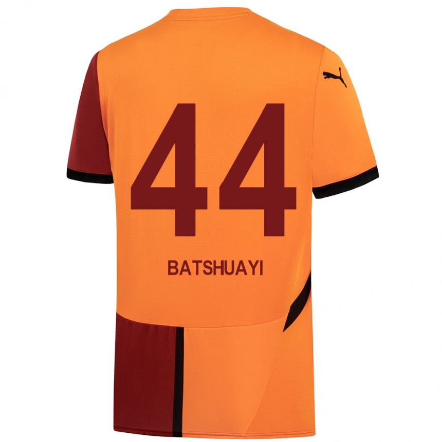 Kinder Fußball Michy Batshuayi #44 Gelb Rot Heimtrikot Trikot 2024/25 T-Shirt Luxemburg