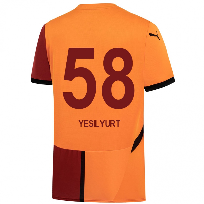 Kinder Fußball Ali Yeşilyurt #58 Gelb Rot Heimtrikot Trikot 2024/25 T-Shirt Luxemburg