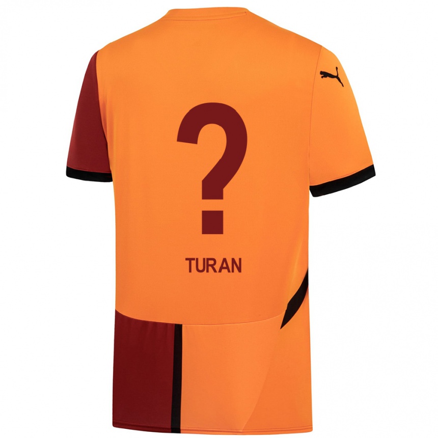 Kinder Fußball Hasan Turan #0 Gelb Rot Heimtrikot Trikot 2024/25 T-Shirt Luxemburg