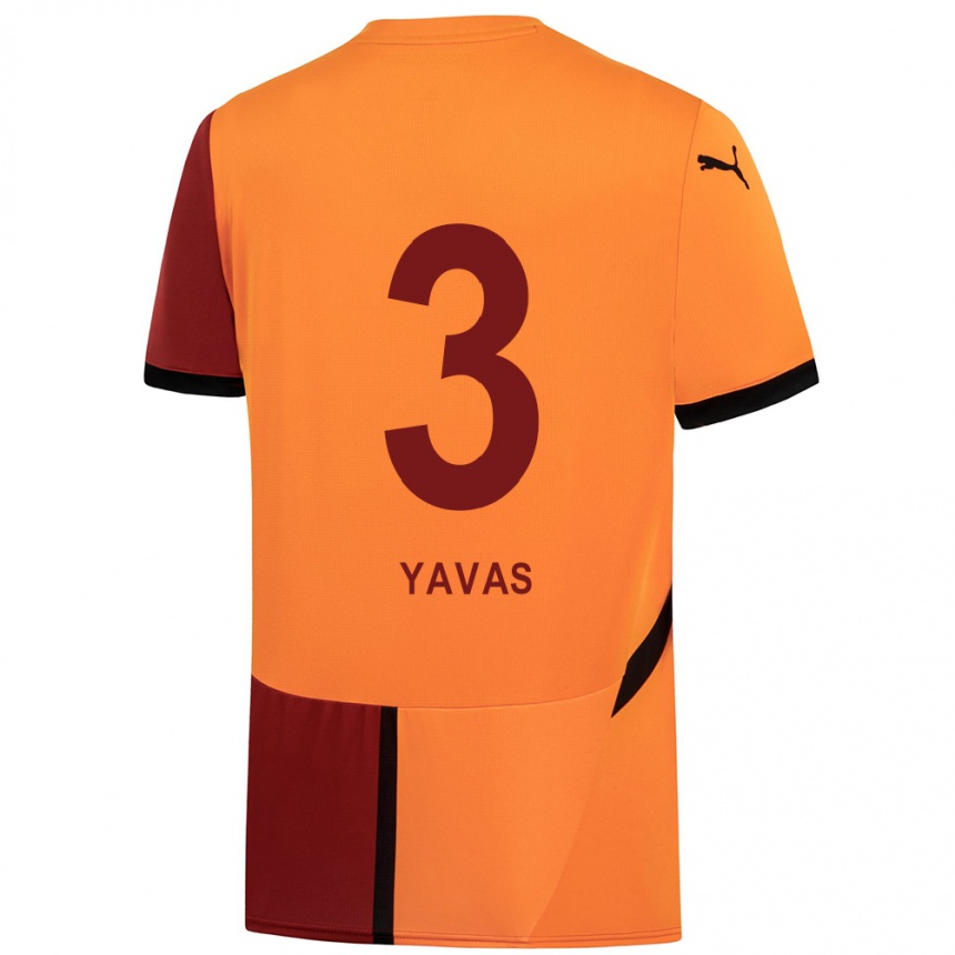 Kinder Fußball Arda Yavas #3 Gelb Rot Heimtrikot Trikot 2024/25 T-Shirt Luxemburg