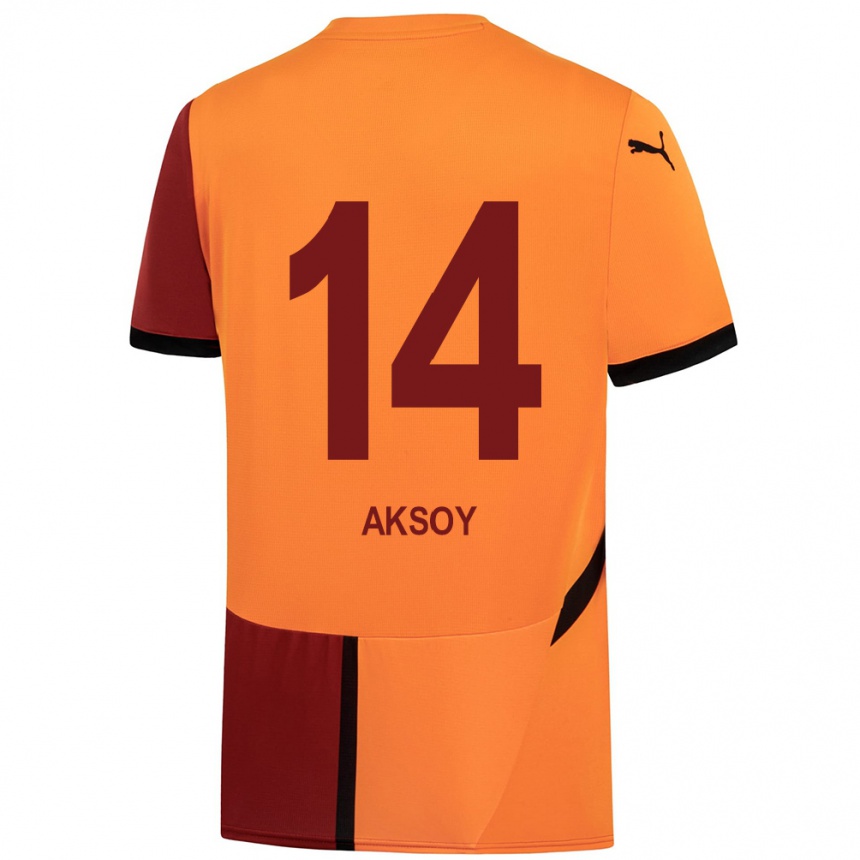 Kinder Fußball Berkan Aksoy #14 Gelb Rot Heimtrikot Trikot 2024/25 T-Shirt Luxemburg