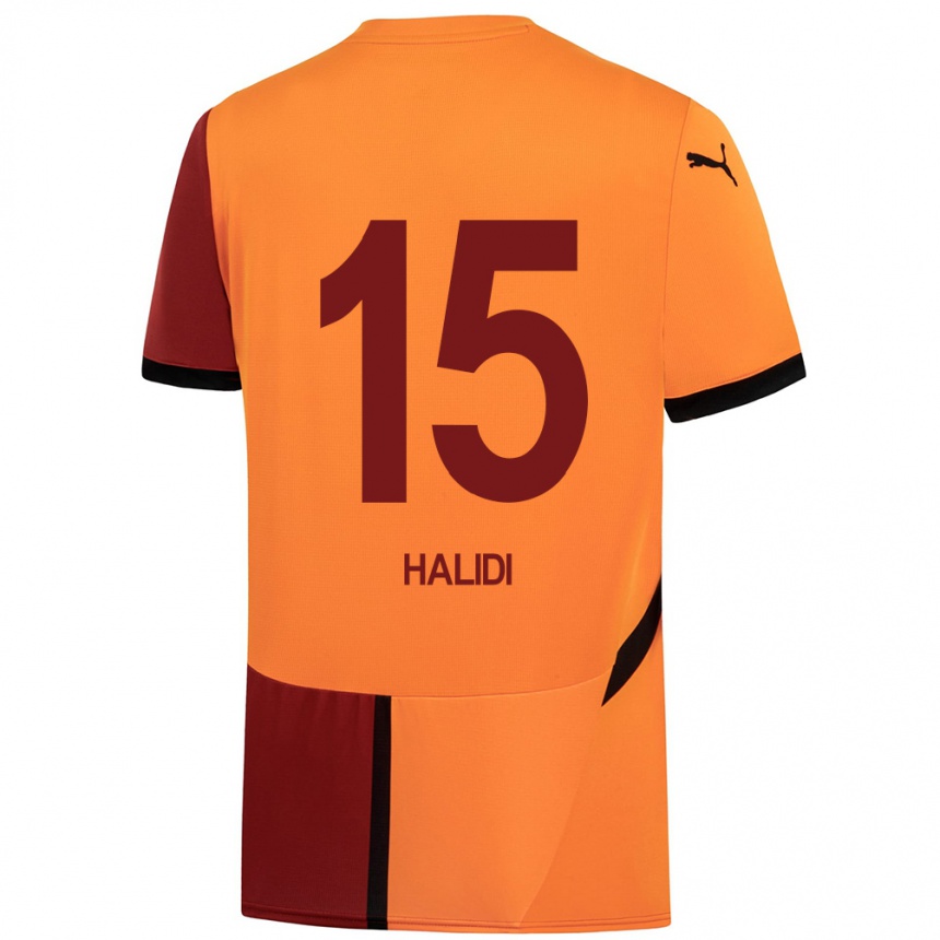 Kinder Fußball Isa Halidi #15 Gelb Rot Heimtrikot Trikot 2024/25 T-Shirt Luxemburg