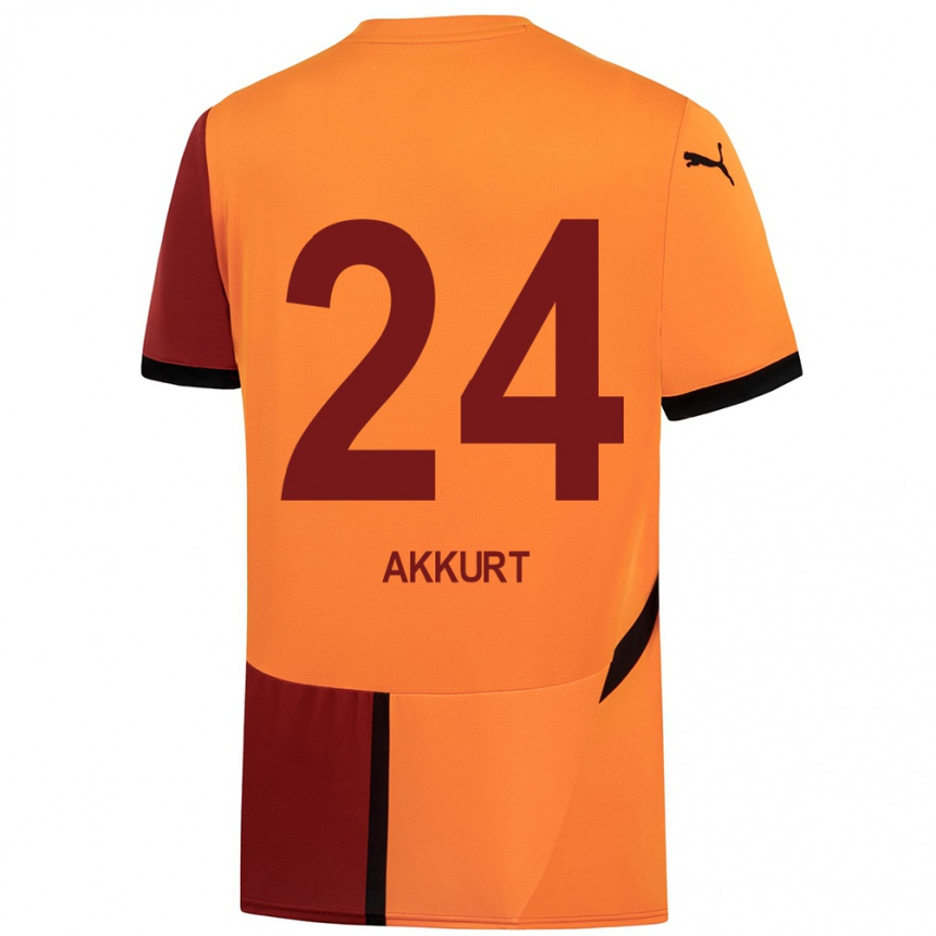 Kinder Fußball Arzu Akkurt #24 Gelb Rot Heimtrikot Trikot 2024/25 T-Shirt Luxemburg