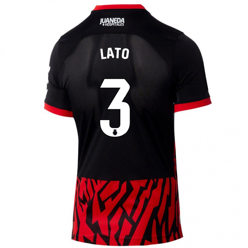 Kinder Fußball Toni Lato #3 Schwarz Rot Heimtrikot Trikot 2024/25 T-Shirt Luxemburg