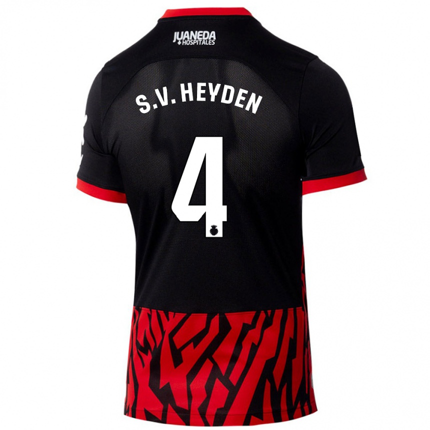 Kinder Fußball Siebe Van Der Heyden #4 Schwarz Rot Heimtrikot Trikot 2024/25 T-Shirt Luxemburg