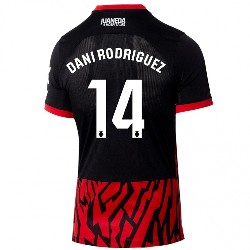 Kinder Fußball Dani Rodríguez #14 Schwarz Rot Heimtrikot Trikot 2024/25 T-Shirt Luxemburg