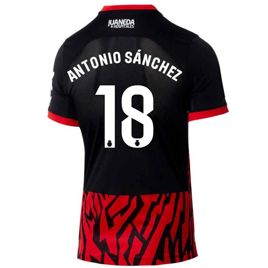 Kinder Fußball Antonio Sánchez #18 Schwarz Rot Heimtrikot Trikot 2024/25 T-Shirt Luxemburg