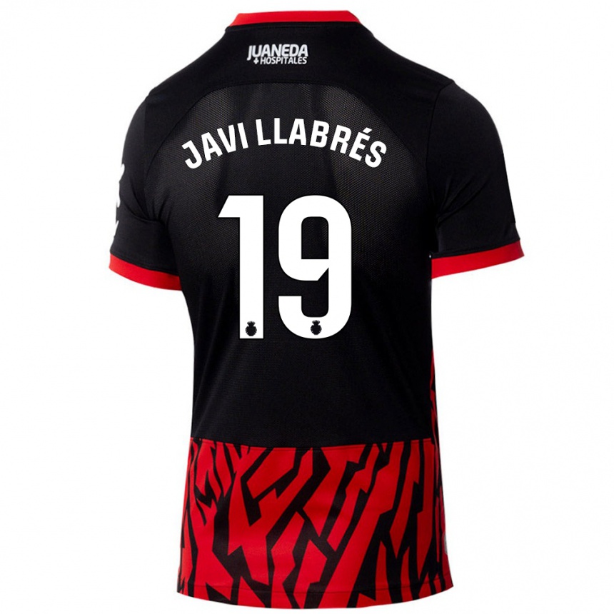 Kinder Fußball Javi Llabrés #19 Schwarz Rot Heimtrikot Trikot 2024/25 T-Shirt Luxemburg