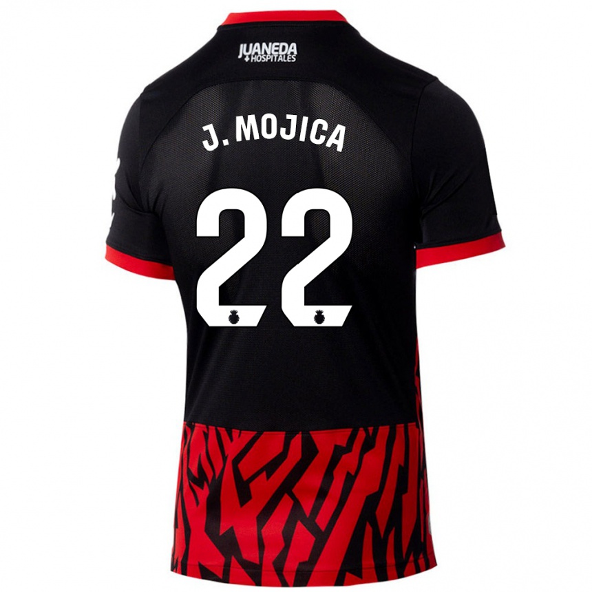 Kinder Fußball Johan Mojica #22 Schwarz Rot Heimtrikot Trikot 2024/25 T-Shirt Luxemburg