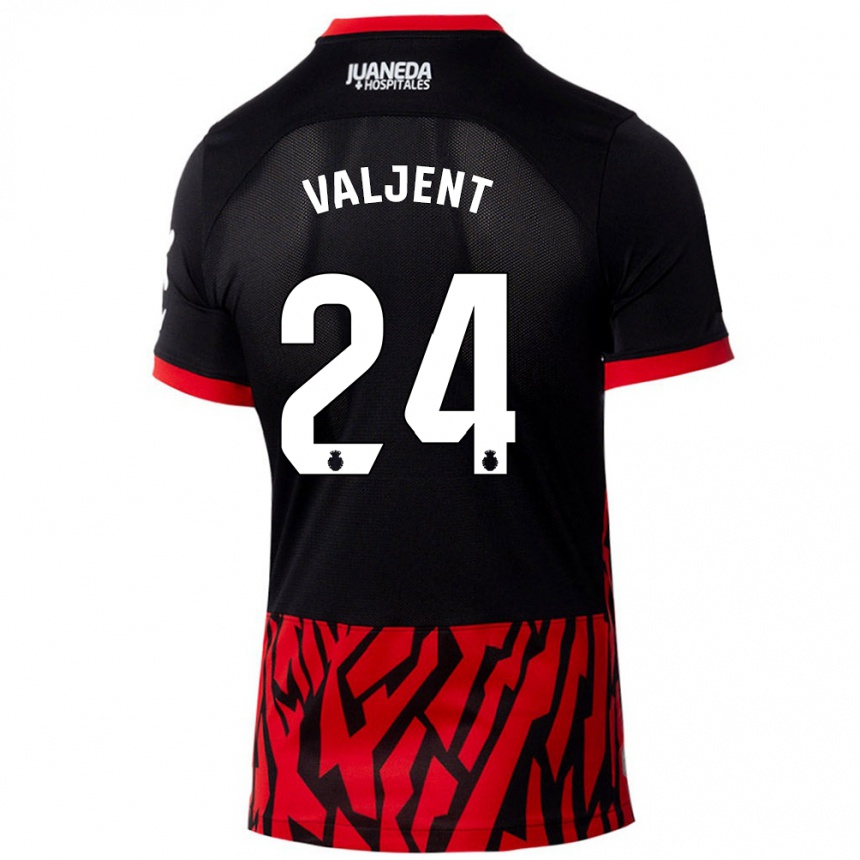 Kinder Fußball Martin Valjent #24 Schwarz Rot Heimtrikot Trikot 2024/25 T-Shirt Luxemburg