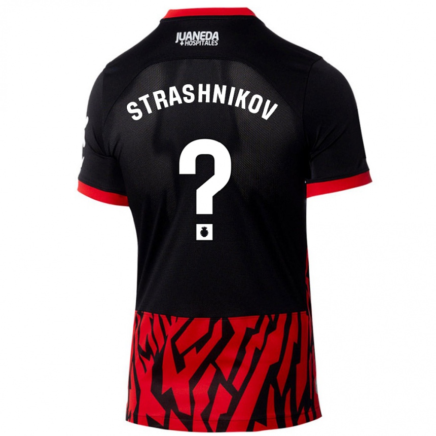 Kinder Fußball Nikolay Strashnikov #0 Schwarz Rot Heimtrikot Trikot 2024/25 T-Shirt Luxemburg