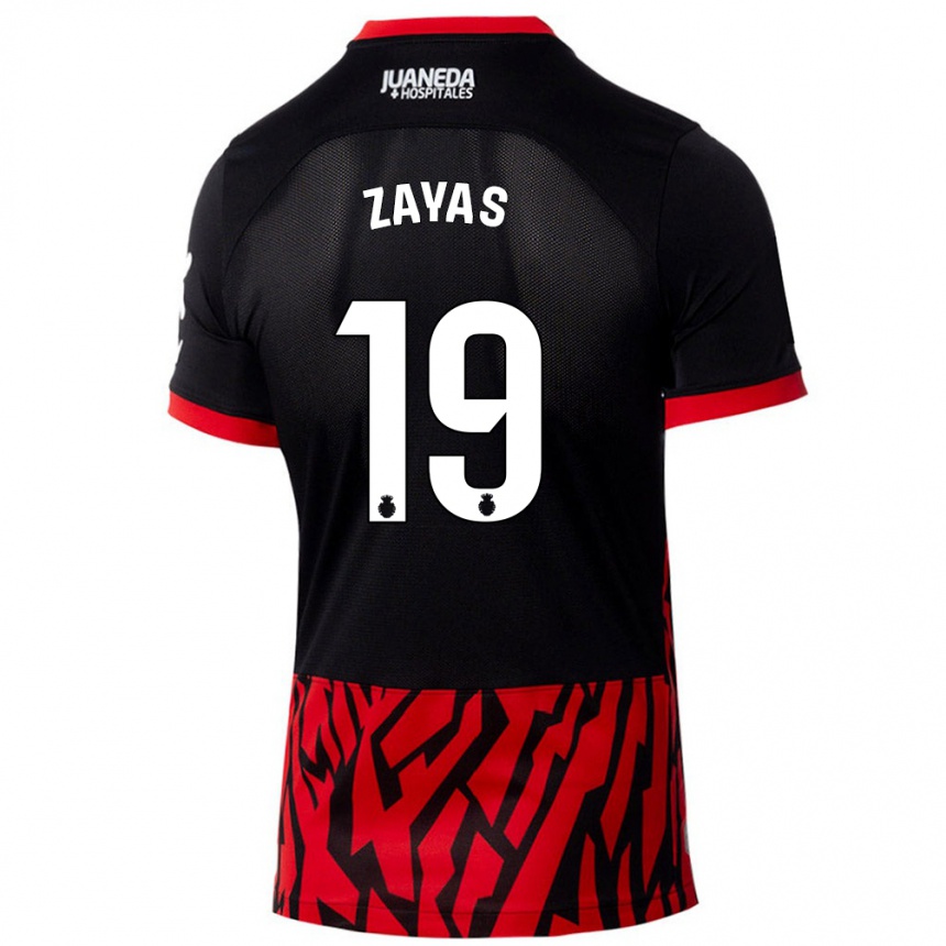 Kinder Fußball Yosmel Zayas #19 Schwarz Rot Heimtrikot Trikot 2024/25 T-Shirt Luxemburg