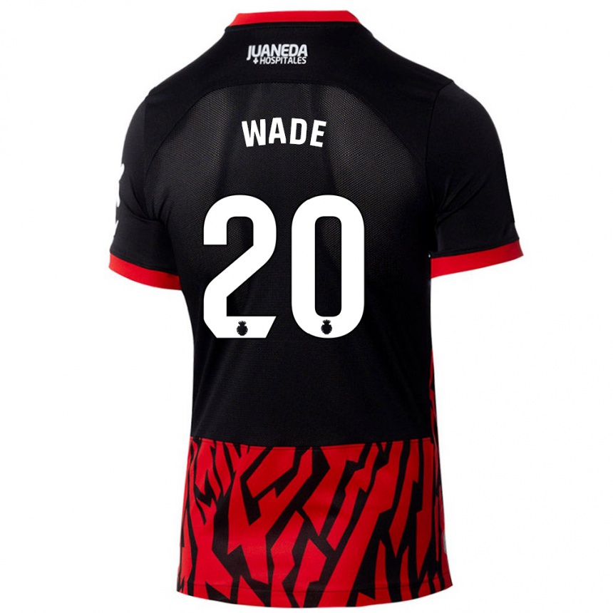 Kinder Fußball Sebas Wade #20 Schwarz Rot Heimtrikot Trikot 2024/25 T-Shirt Luxemburg