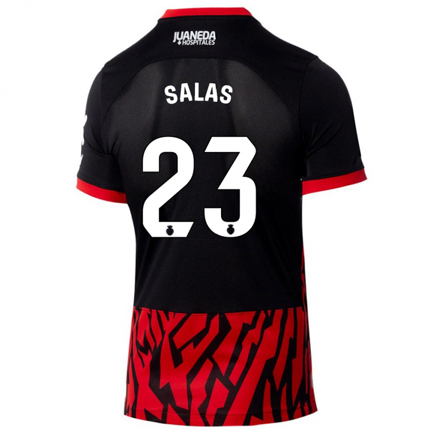 Kinder Fußball Jan Salas #23 Schwarz Rot Heimtrikot Trikot 2024/25 T-Shirt Luxemburg