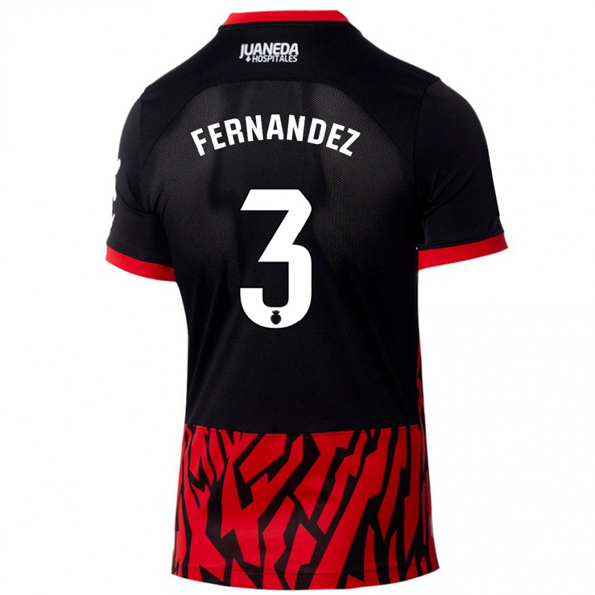 Kinder Fußball Marcos Fernández #3 Schwarz Rot Heimtrikot Trikot 2024/25 T-Shirt Luxemburg