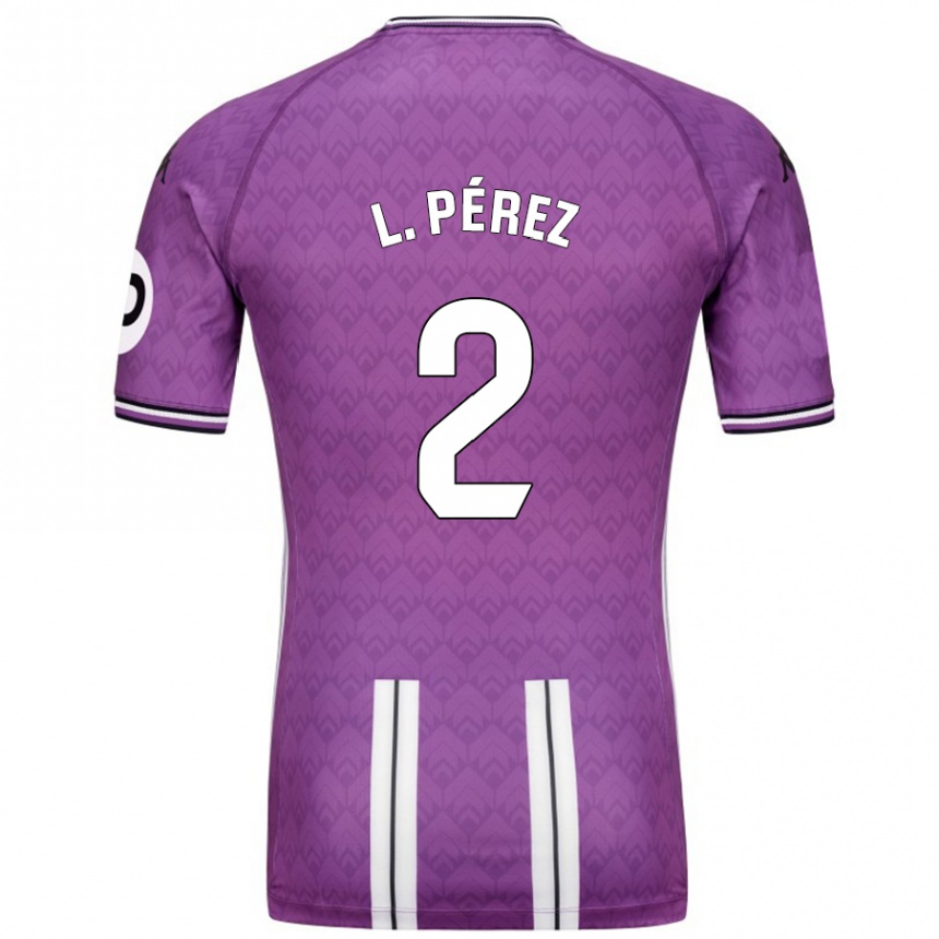 Kinder Fußball Luis Pérez #2 Violett Weiß Heimtrikot Trikot 2024/25 T-Shirt Luxemburg