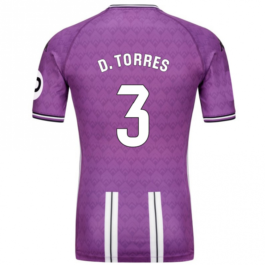 Kinder Fußball David Torres #3 Violett Weiß Heimtrikot Trikot 2024/25 T-Shirt Luxemburg