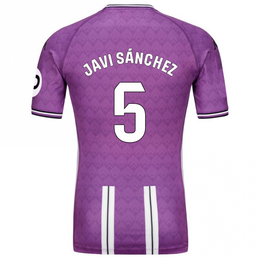 Kinder Fußball Javi Sánchez #5 Violett Weiß Heimtrikot Trikot 2024/25 T-Shirt Luxemburg