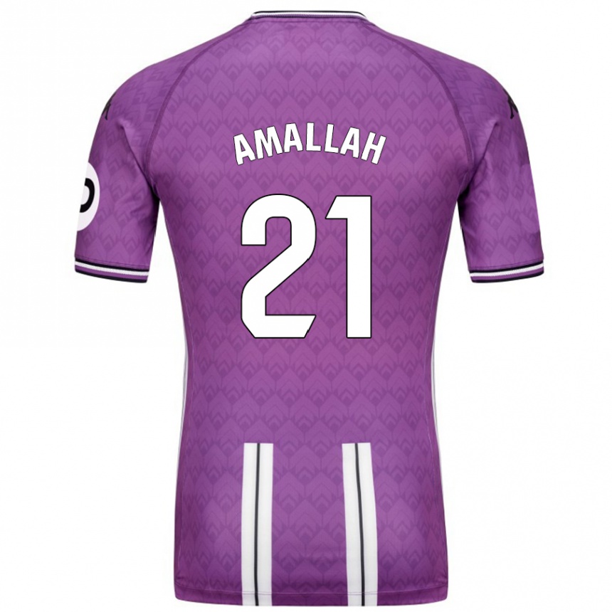 Kinder Fußball Selim Amallah #21 Violett Weiß Heimtrikot Trikot 2024/25 T-Shirt Luxemburg