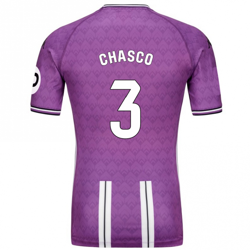 Kinder Fußball Raúl Chasco #3 Violett Weiß Heimtrikot Trikot 2024/25 T-Shirt Luxemburg