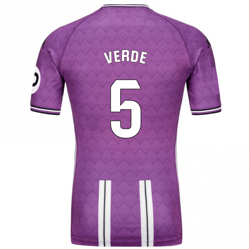 Kinder Fußball Adrián Verde #5 Violett Weiß Heimtrikot Trikot 2024/25 T-Shirt Luxemburg