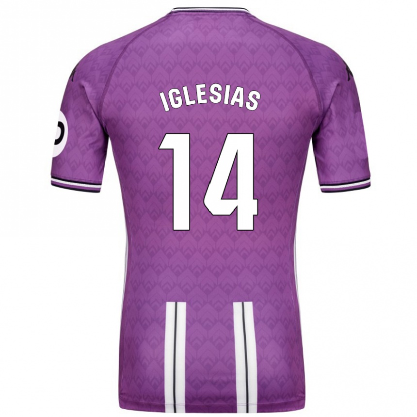 Kinder Fußball Koke Iglesias #14 Violett Weiß Heimtrikot Trikot 2024/25 T-Shirt Luxemburg