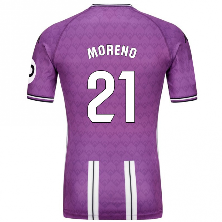 Kinder Fußball Xavi Moreno #21 Violett Weiß Heimtrikot Trikot 2024/25 T-Shirt Luxemburg