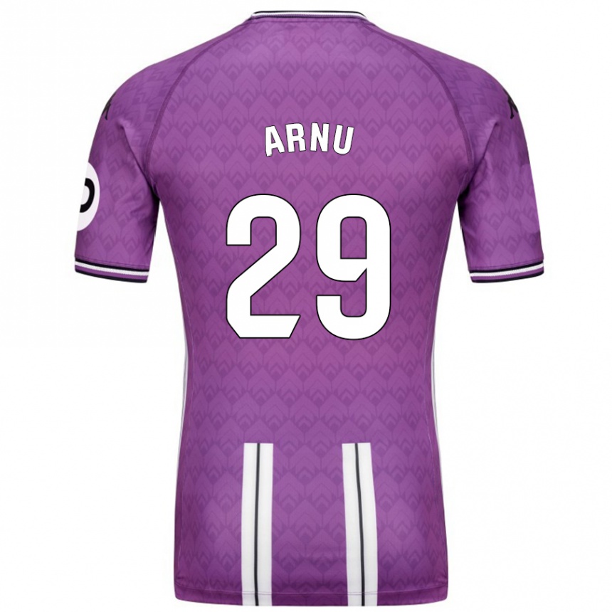 Kinder Fußball Adrián Arnu #29 Violett Weiß Heimtrikot Trikot 2024/25 T-Shirt Luxemburg