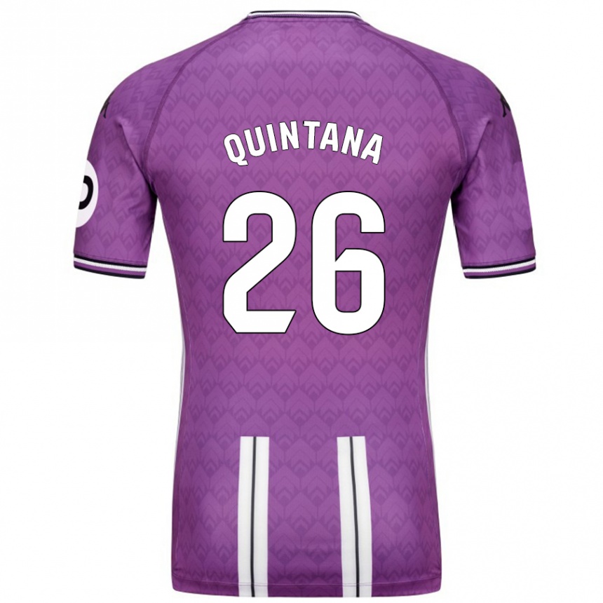 Kinder Fußball Alberto Quintana #26 Violett Weiß Heimtrikot Trikot 2024/25 T-Shirt Luxemburg