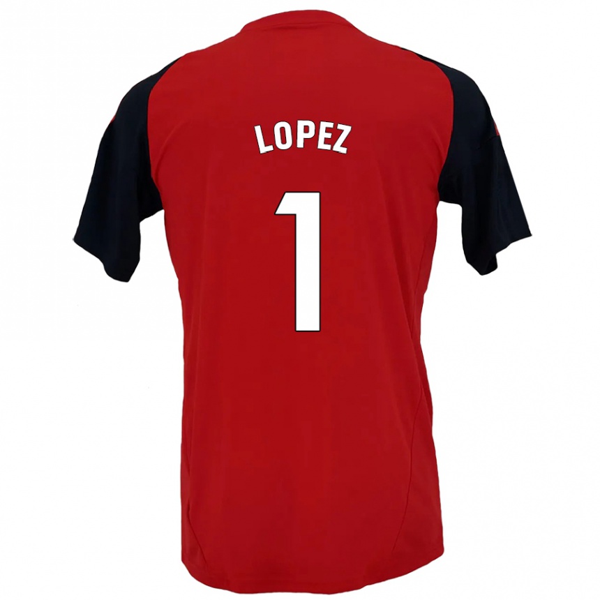 Kinder Fußball Luis López #1 Rot Schwarz Heimtrikot Trikot 2024/25 T-Shirt Luxemburg