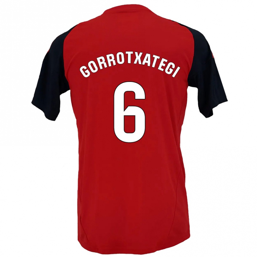 Kinder Fußball Jon Gorrotxategi #6 Rot Schwarz Heimtrikot Trikot 2024/25 T-Shirt Luxemburg