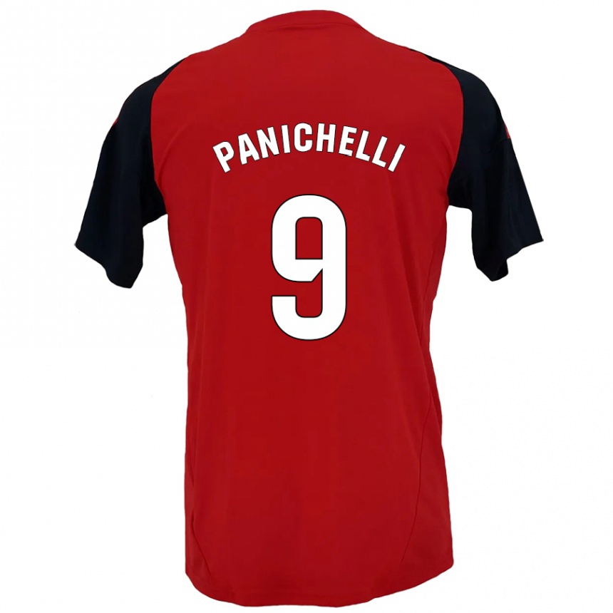 Kinder Fußball Joaquín Panichelli #9 Rot Schwarz Heimtrikot Trikot 2024/25 T-Shirt Luxemburg