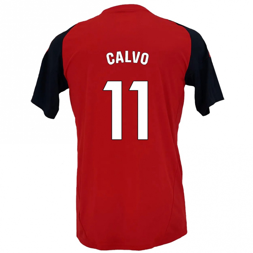 Kinder Fußball Álex Calvo #11 Rot Schwarz Heimtrikot Trikot 2024/25 T-Shirt Luxemburg