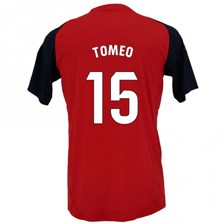 Kinder Fußball Pablo Tomeo #15 Rot Schwarz Heimtrikot Trikot 2024/25 T-Shirt Luxemburg