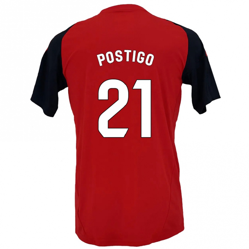 Kinder Fußball Sergio Postigo #21 Rot Schwarz Heimtrikot Trikot 2024/25 T-Shirt Luxemburg