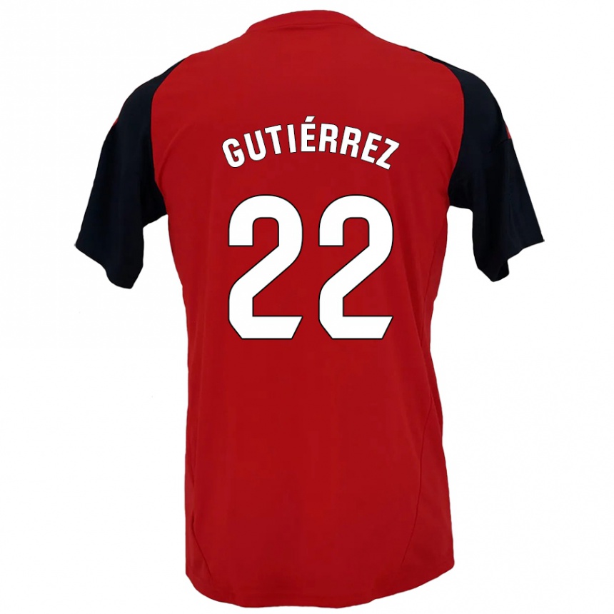 Kinder Fußball Juan Gutiérrez #22 Rot Schwarz Heimtrikot Trikot 2024/25 T-Shirt Luxemburg