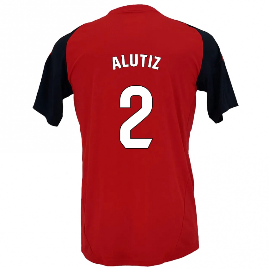 Kinder Fußball Hodei Alutiz #2 Rot Schwarz Heimtrikot Trikot 2024/25 T-Shirt Luxemburg