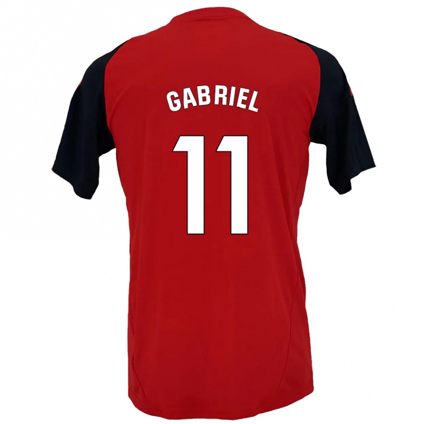 Kinder Fußball Sergio Gabriel #11 Rot Schwarz Heimtrikot Trikot 2024/25 T-Shirt Luxemburg