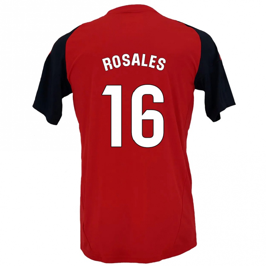 Kinder Fußball Diego Rosales #16 Rot Schwarz Heimtrikot Trikot 2024/25 T-Shirt Luxemburg