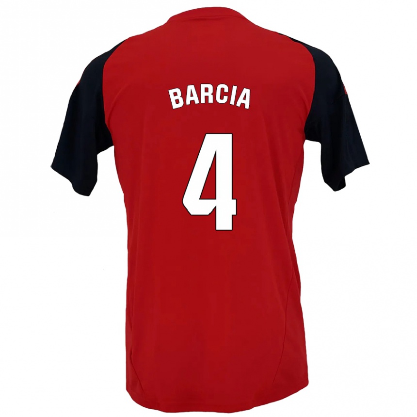 Kinder Fußball Sergio Barcia #4 Rot Schwarz Heimtrikot Trikot 2024/25 T-Shirt Luxemburg