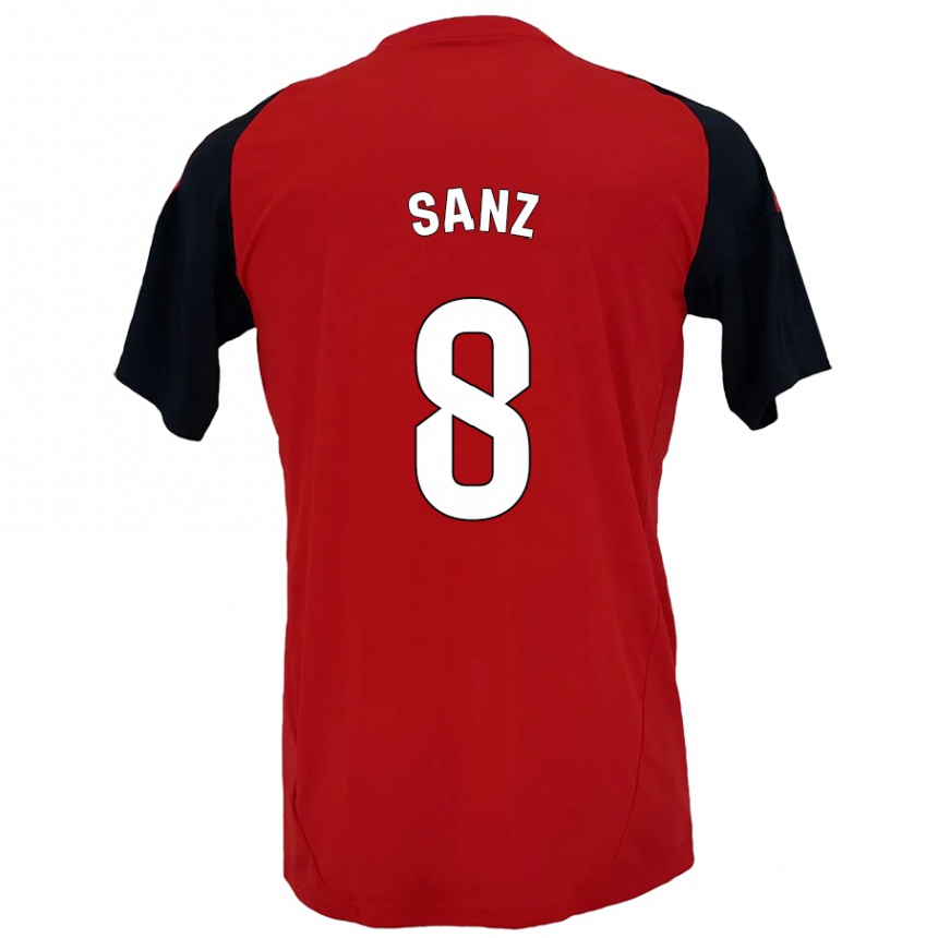 Kinder Fußball Álvaro Sanz #8 Rot Schwarz Heimtrikot Trikot 2024/25 T-Shirt Luxemburg