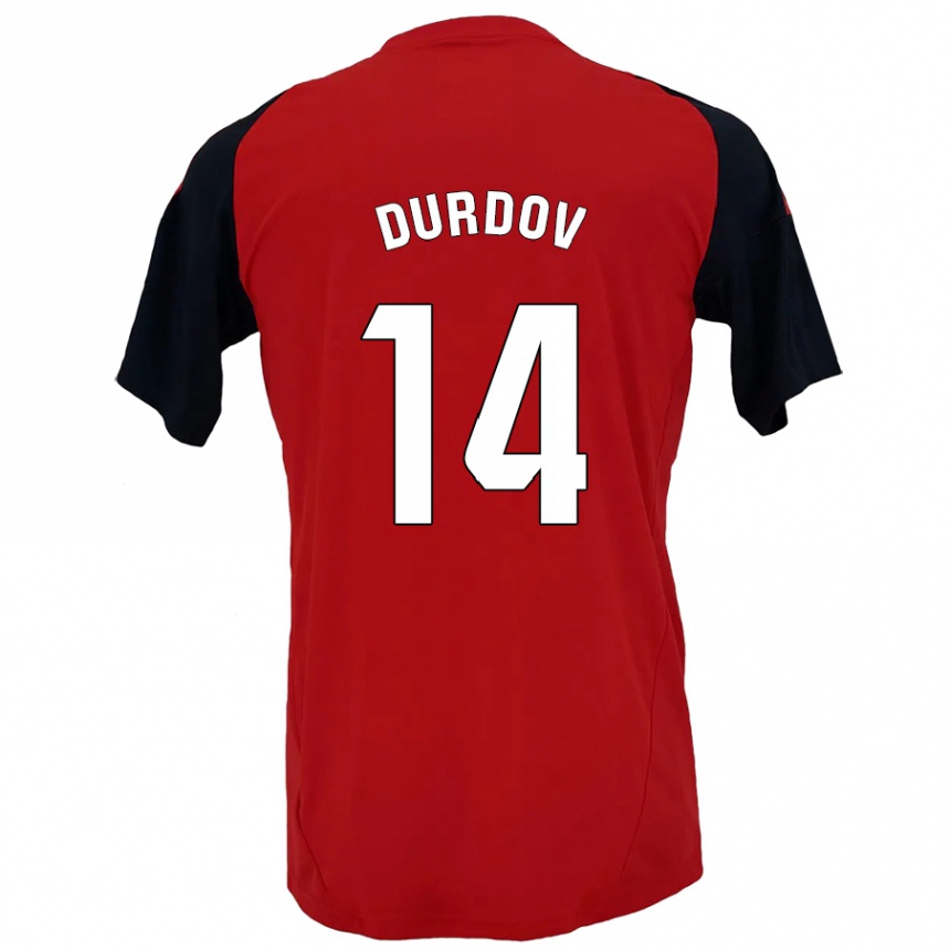 Kinder Fußball Ivan Durdov #14 Rot Schwarz Heimtrikot Trikot 2024/25 T-Shirt Luxemburg