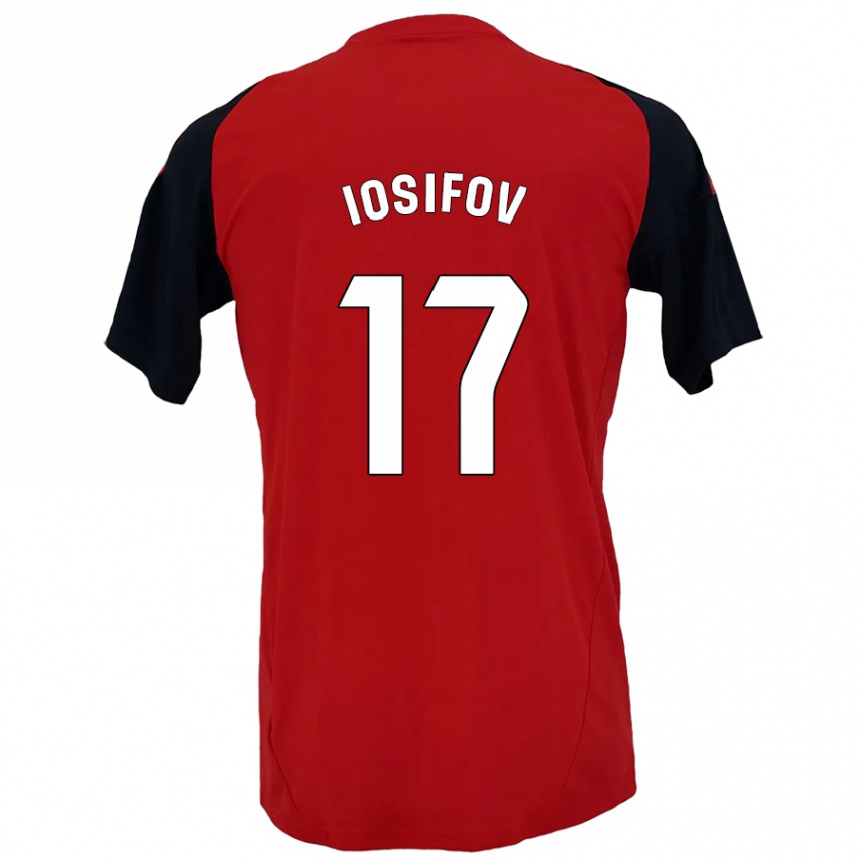 Kinder Fußball Nikita Iosifov #17 Rot Schwarz Heimtrikot Trikot 2024/25 T-Shirt Luxemburg