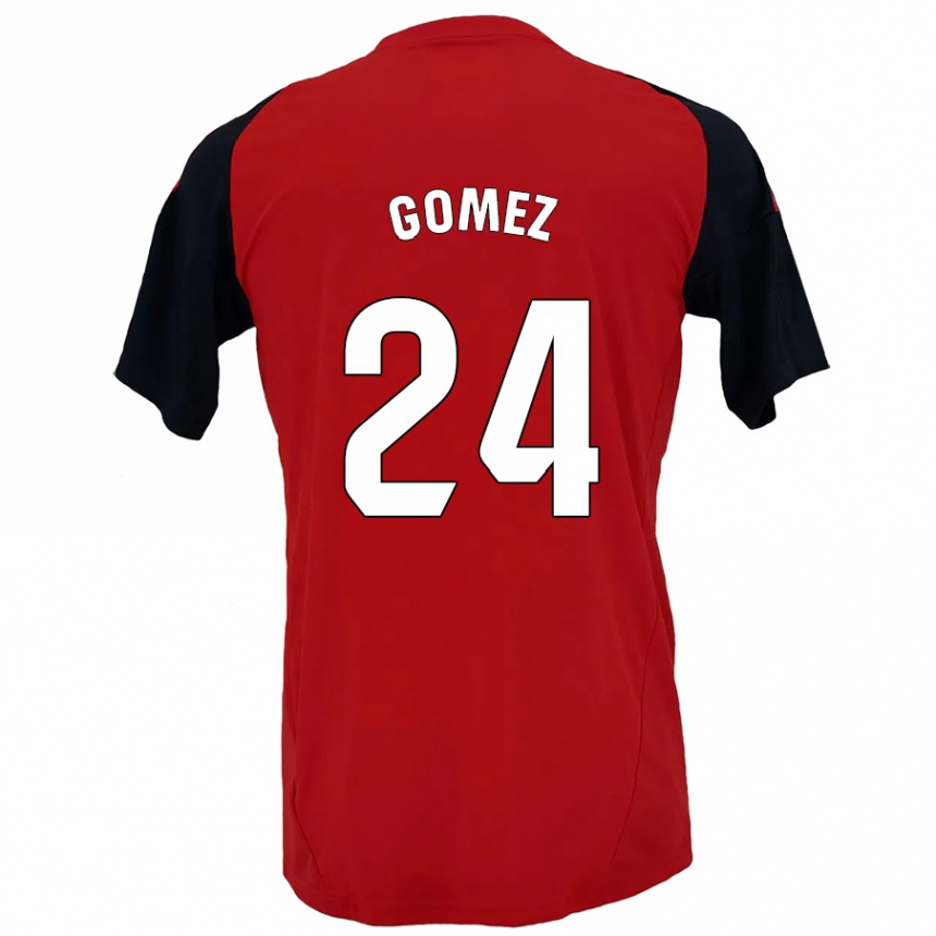 Kinder Fußball Jonathan Gómez #24 Rot Schwarz Heimtrikot Trikot 2024/25 T-Shirt Luxemburg