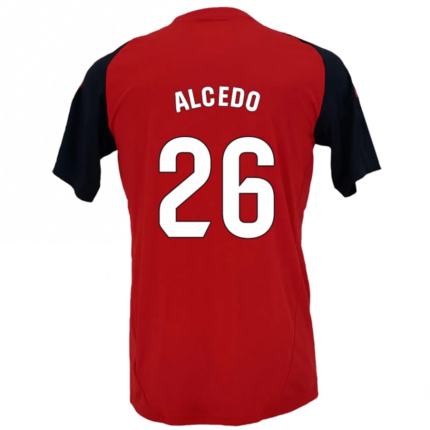 Kinder Fußball Juan María Alcedo #26 Rot Schwarz Heimtrikot Trikot 2024/25 T-Shirt Luxemburg