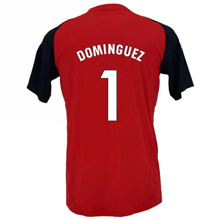 Kinder Fußball Iago Domínguez #1 Rot Schwarz Heimtrikot Trikot 2024/25 T-Shirt Luxemburg