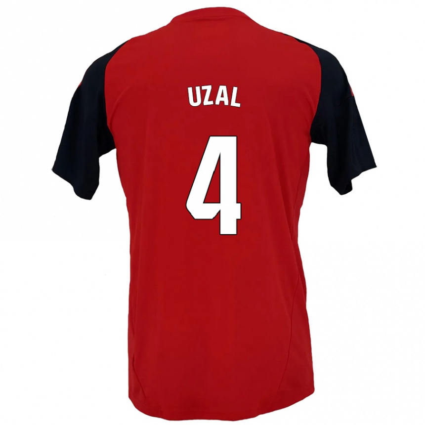 Kinder Fußball Yeray Uzal #4 Rot Schwarz Heimtrikot Trikot 2024/25 T-Shirt Luxemburg