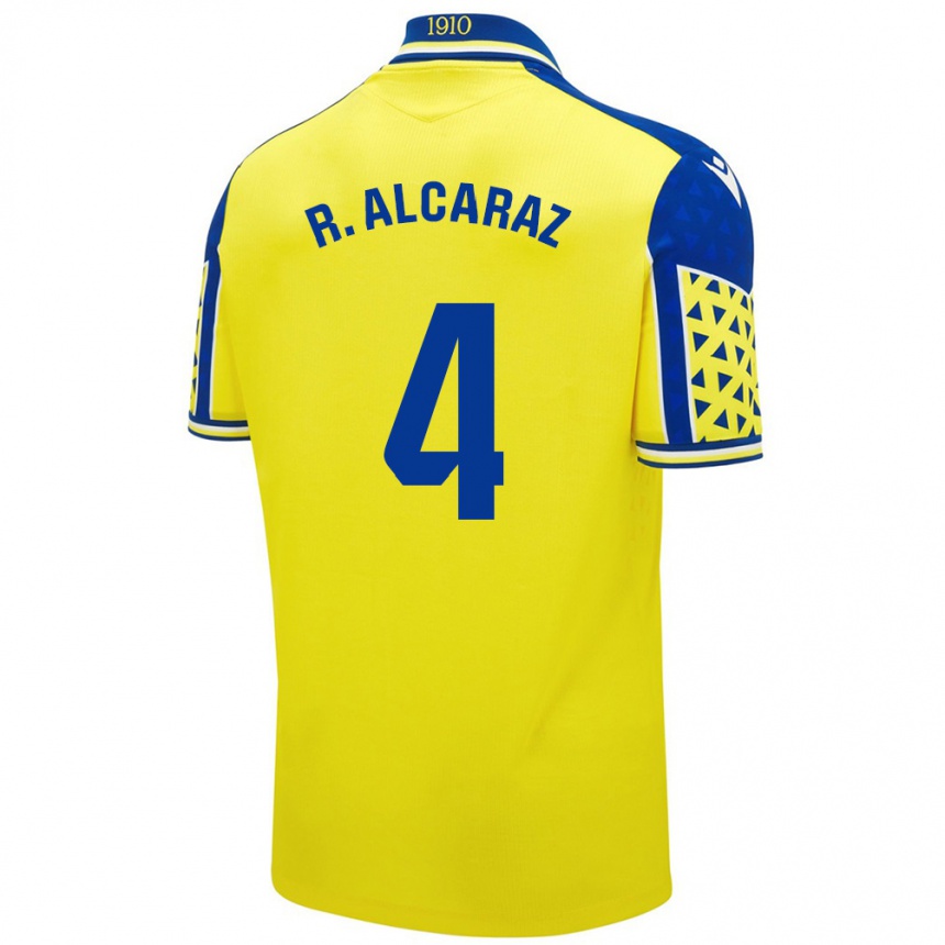 Kinder Fußball Rubén Alcaraz #4 Gelb Blau Heimtrikot Trikot 2024/25 T-Shirt Luxemburg