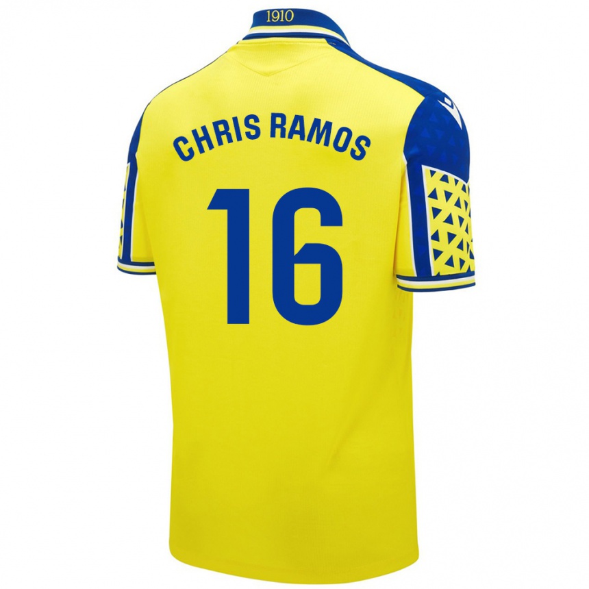 Kinder Fußball Chris Ramos #16 Gelb Blau Heimtrikot Trikot 2024/25 T-Shirt Luxemburg